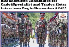 KDF Shortlists Candidates for Cadet/Specialist and Trades Slots: Interviews Begin November 3 2025